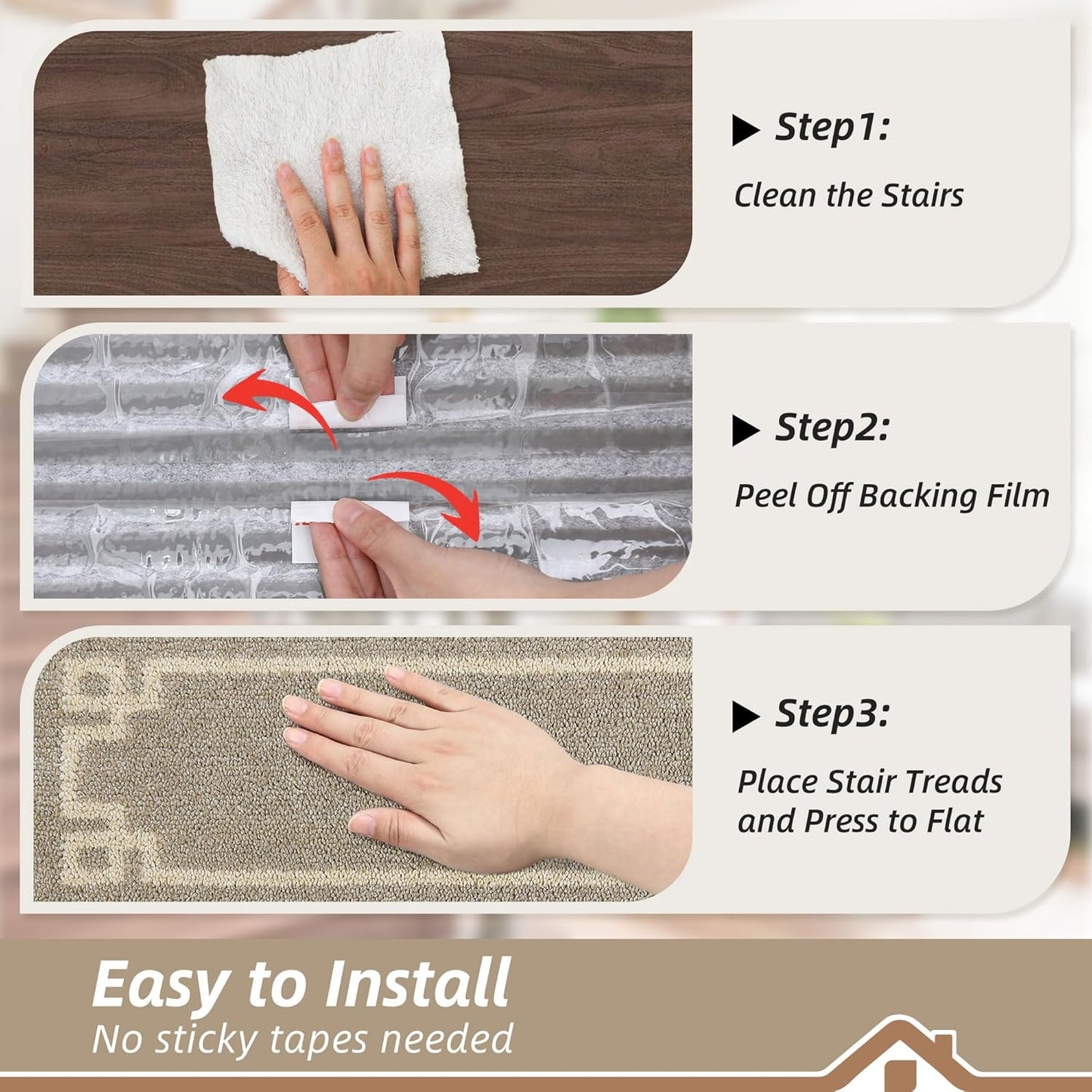 BEQHAUSE Non Slip Stair Treads for Wooden Steps Indoor Washable Stair Runner 28inX9in Polyester Durable Stair Treads Carpet for Dogs,Kids and Elders 15pcs,Dark Grey