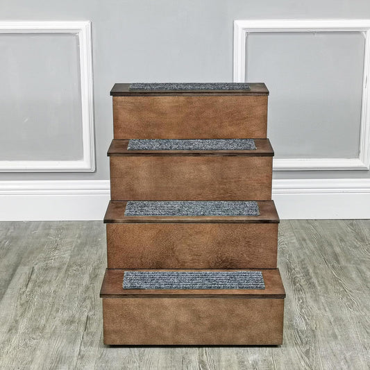 FixtureDisplays® Deluxe Wood Pet Stairs Pet- Dog/Cat 4 Steps/Stairs to Access Bed, Sofa, Step Ladder 22" Or 25" Tall, 18" Wide Product Weight 17 Lbs 12226-22"-2D