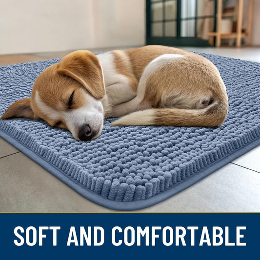 Smiry Dog Door Mat for Muddy Paws 30x20, Absorbs Moisture and Dirt Doormat, Non-Slip Washable Quick Dry Chenille Front Door Mat Indoor Entrance, Entryway Carpet for Inside Floor, Grey - Colors A