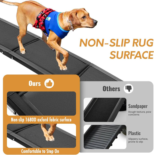 Folding Dog Car Ramp for SUV & Truck - 63"x17" Non-Slip 1680D Oxford Fabric Ramp