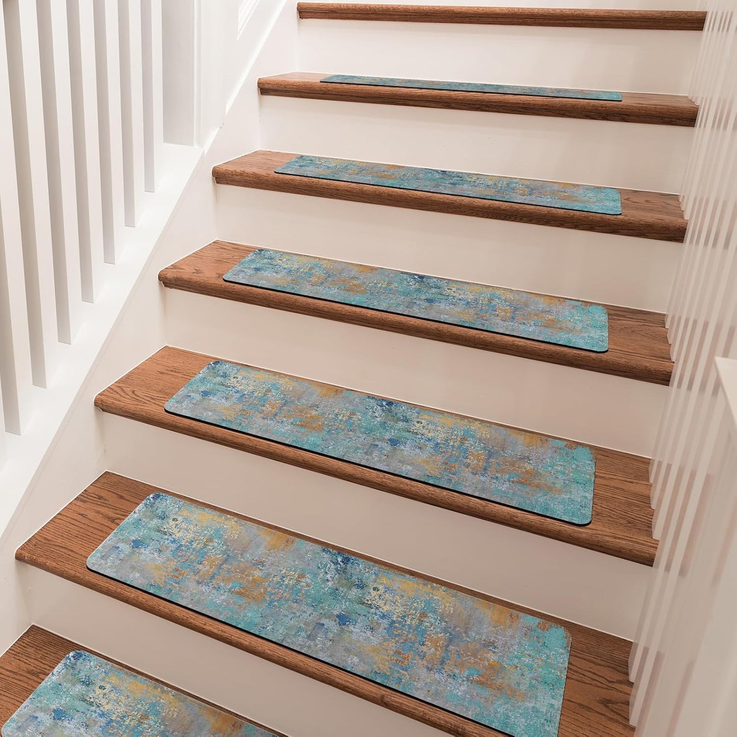 Tiveney Stair Treads Non Slip for Wooden Steps, 15PCS 8"x30" Grey Rubber Backing Stair Runner Mats, Washable Reusable Carpet for Stairs Rugs Indoor Safety Staircase Step Treads for Kids Elders Dogs