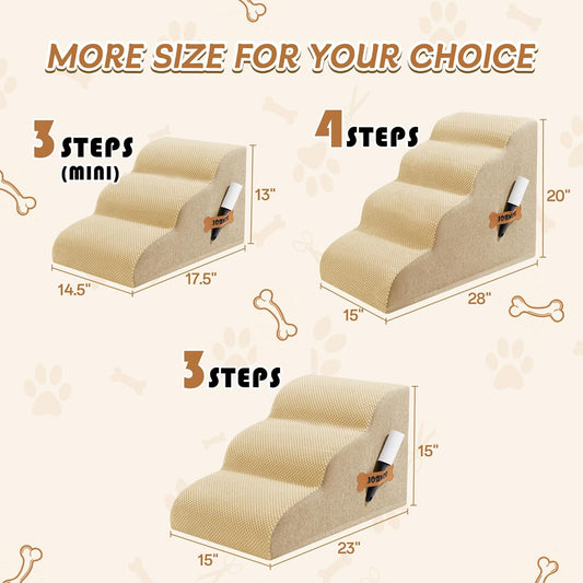 Romrol Dog Stairs Ramp for High Beds Couches, High Density Foam Pet Steps with Durable Non-Slip Waterproof Fabric Cover, Dog Stairs for Small Dogs or Cats or Pets, 5-Step, 22 Inch, Grey