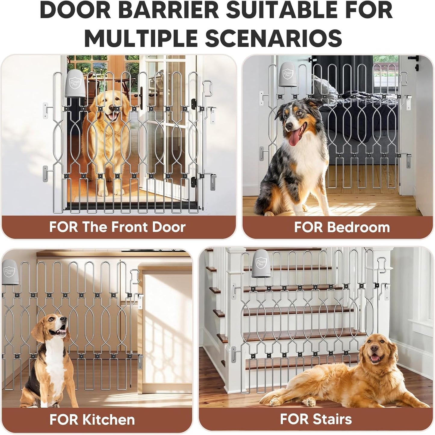 Snagle Paw Extra Tall Metal Retractable Door Barrier, 28.4" Wide 35" Tall Safety Dog Gate for Front Door,Easy Install Retractable Pet Gate for Recreational Vehicle,Doorways