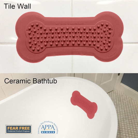 Lick Lick Pad Dog Accessories | Pet Shower Attachment | Dog Peanut Butter Lick Pad | Dog Bathing Station | Dog Bathing Supplies | Veterinarian Used | Suction to Wall | Large (Large - 1 Pack, Yellow)