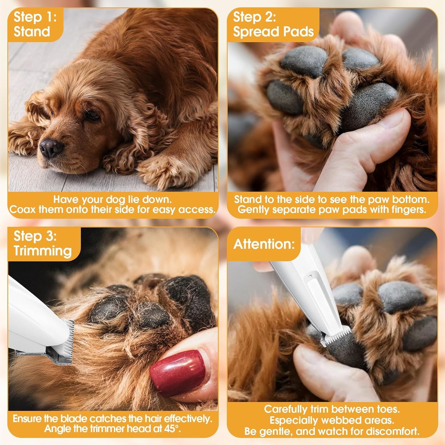 Palksky Dog Clippers for Grooming - 2 in1 Upgraded Electric Dog Paw Trimmer with Nail Grinder, Rechargeable Waterproof Paw Trimmer with Led Display for Dogs Paws, Ears, Face, Rump & Eyes
