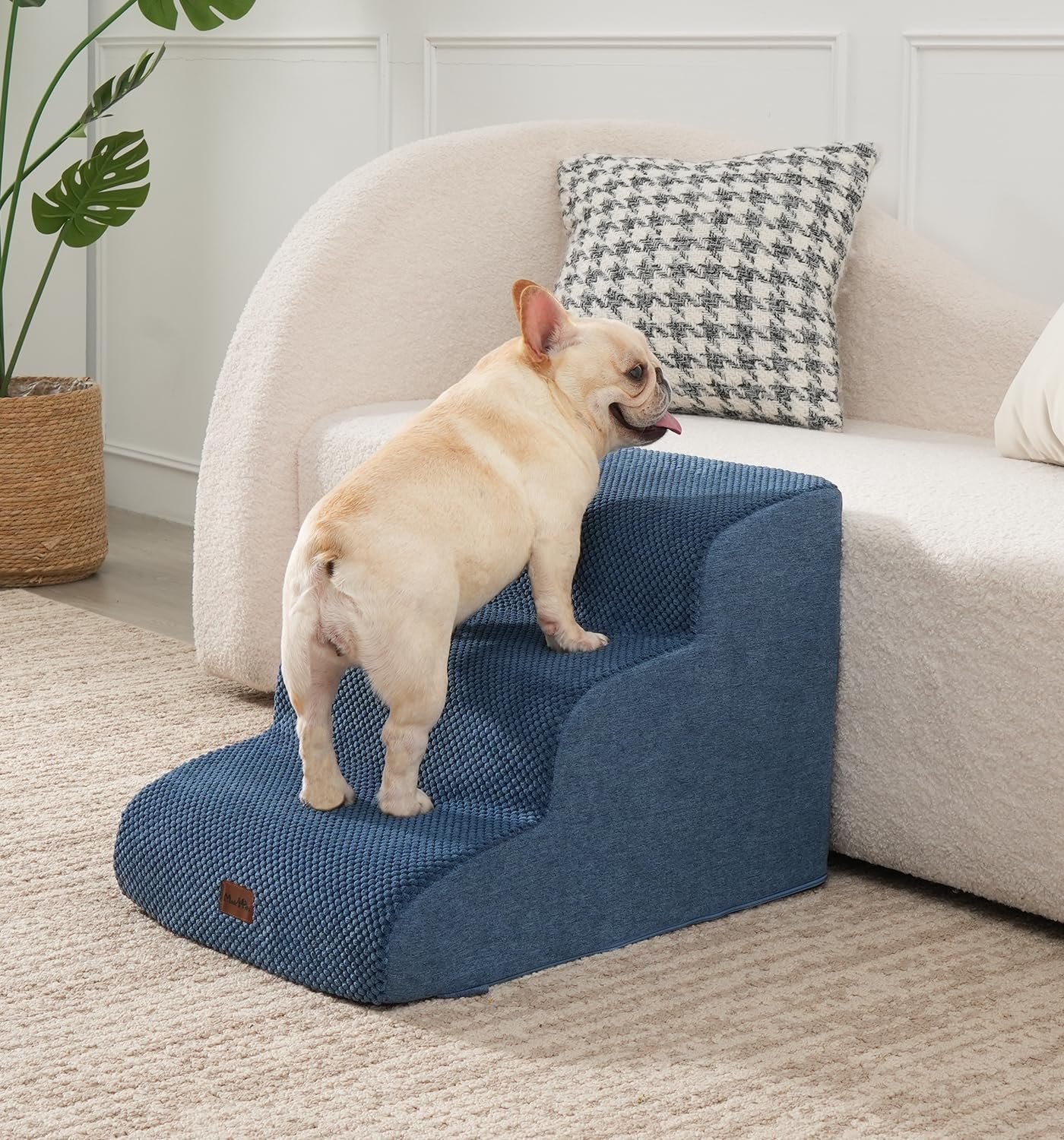 Made4Pets Dog Stairs Ramp for Small Dogs 15.7" H, 3-Step Dog Steps for Bed Couch Sofa and Chair, 35D Foam Pet Steps for Small Dogs and Cats, Non-Slip Bottom Pet Stairs, Grey