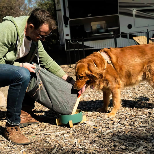 FXW Dog Food Travel Bag,Large Capacity for Travel Kibble Storage Perfect for RV Road Trips, Camping, Longterm Dog Boarding Gear Accessories Gray, 21 Cups