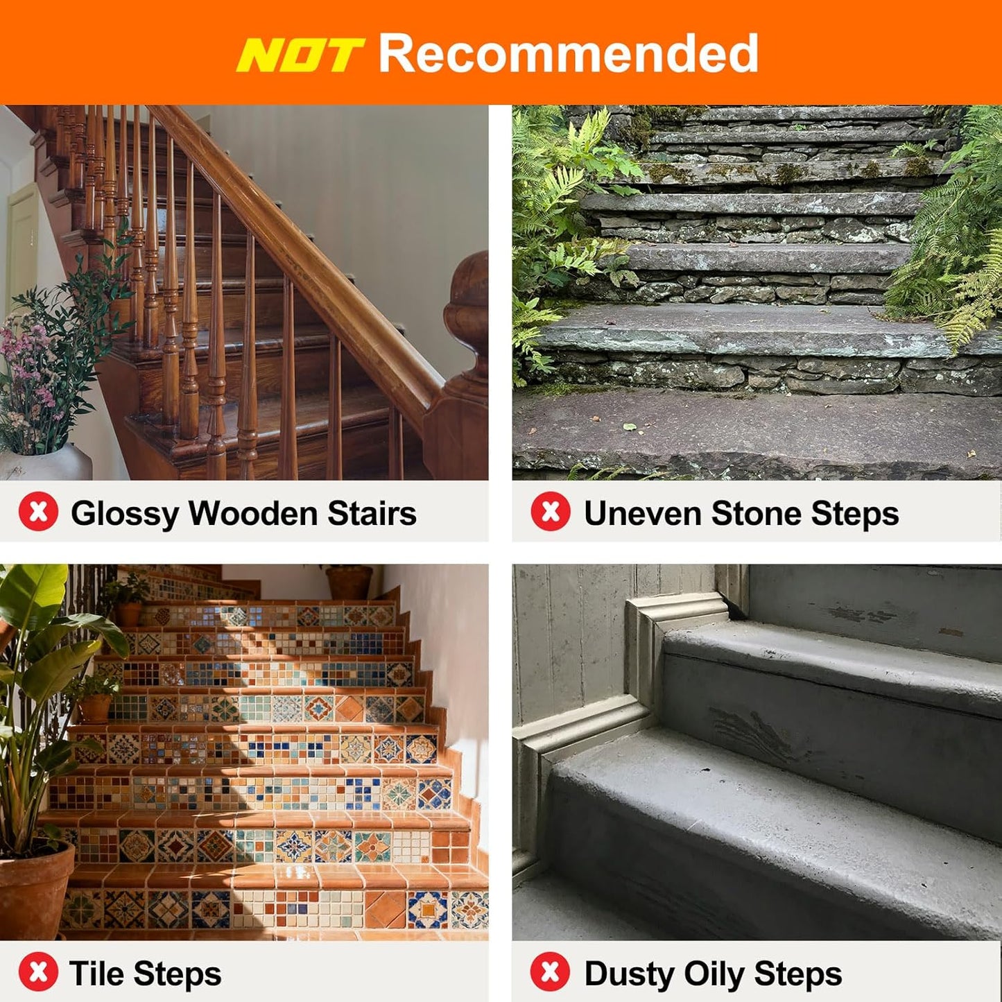 Spurtar Clear Stair Treads Non Slip, Transparent Grip Tape for Stairs to Add Friction for Wooden Steps Indoor, Anti Slip Tape Step Covers,to Protect Dogs, Kids, Elderly,15 Pack, 4" x 24"