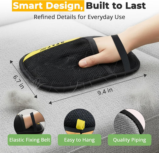 ZARAD Pet Hair Removal Glove for Dogs & Cats – Electrostatic Reusable Dog & Cat Hair Remover Glove | 2-in-1 Pet Grooming Glove & Fur Remover for Furniture (1)