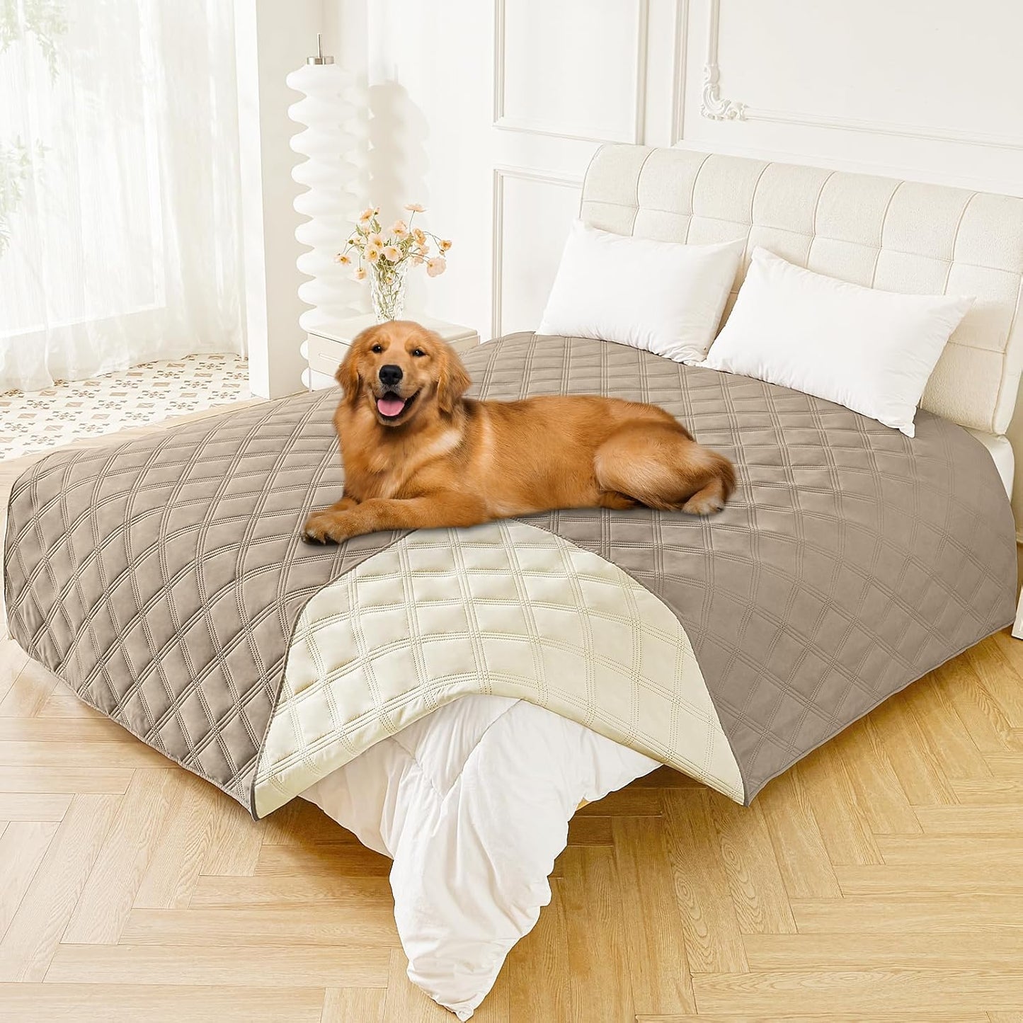 Smiry Waterproof Dog Bed Cover Blanket 30x70, Soft Reversible Pet Blanket, Washable Leakproof Cats Dogs Couch Cover for Sofa, Couch, Furniture, Grey/Dark Grey