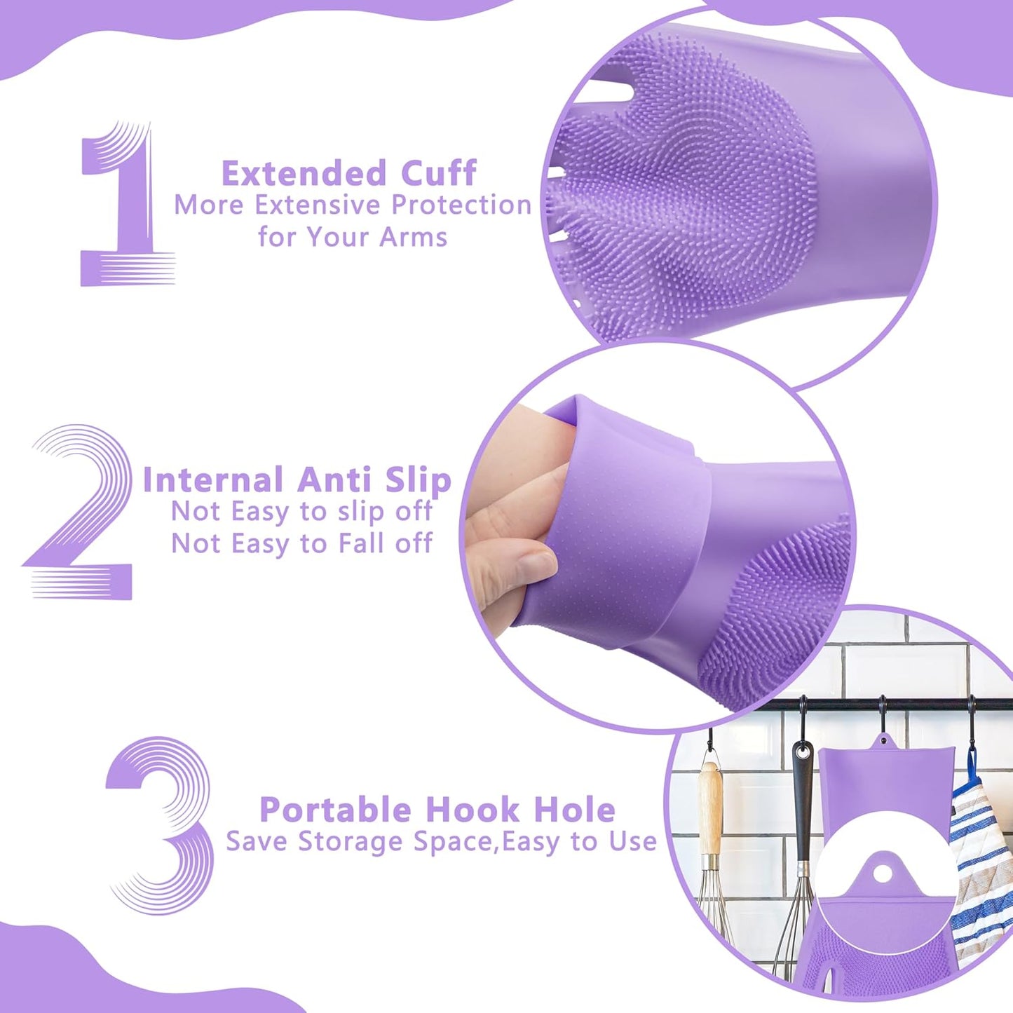 Pet Grooming Gloves—Heat Resistant Dog Washing Gloves with High-Density Teeth, Dog Bath Scrubber with Enhanced Five Finger Design, Silicone Gloves for Dogs and Cats Bathing, Massage (Blue)