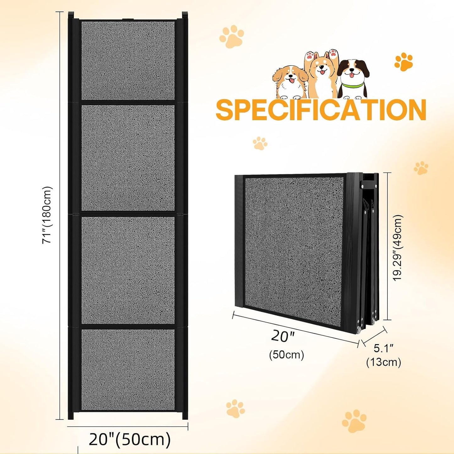 Dog Ramps for Large Pets, 67" L & 17" W Extra Wide Foldable Aluminum Pet Ramp with Waterproof & Non-Slip Rug Surface, Up to 250lbs for Giant Dogs for SUV, Truck, Bed, Stairs, Indoor & Outdoor