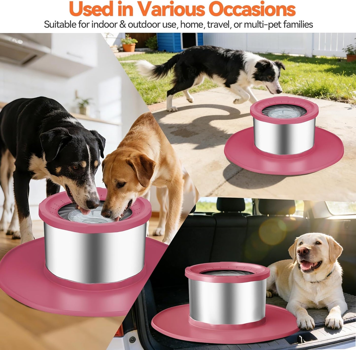 Decflow 12L No Spill Dog Water Bowl for Large Dogs, Stainless Steel Spill Proof Bowls with Suction Cup Anti-Skid Mat, Slow Drinking Feeder for Messy Drinkers, Heavy Duty Pet Bowls for Indoor/Outdoor