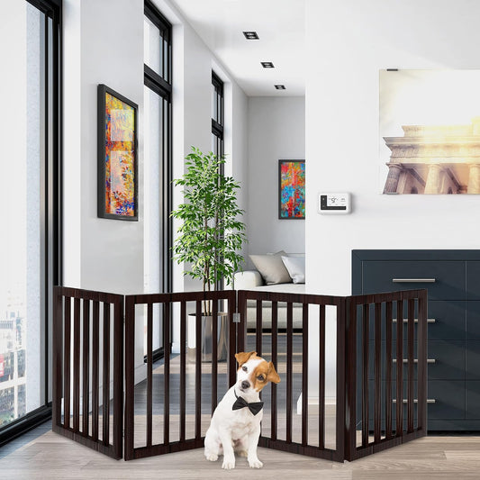 Pet Gate - 3-Panel Indoor Foldable Dog Fence for Stairs, Hallways, or Doorways - 55x24-Inch Retractable Freestanding Dog Gates by PETMAKER (White)