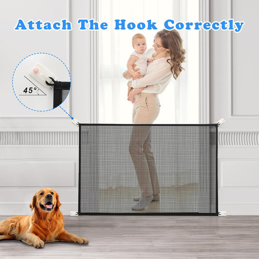 Cupount Baby Gate for Stairs - Dog Gate Indoor Mesh Pet Gates for Doorways (Black, 30" H x 41" W)