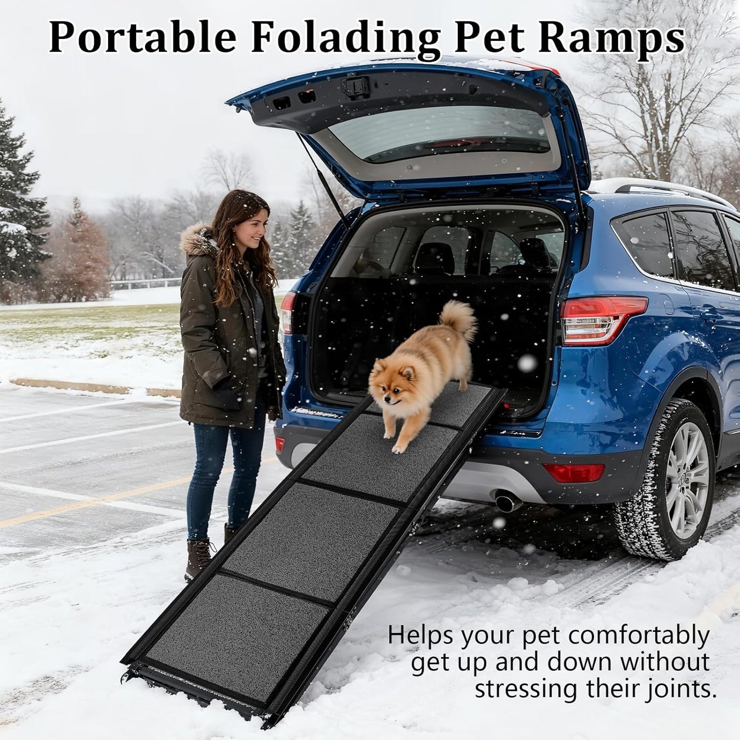 67" x 20" Dog Ramp for Car, Folding Pet Stair Ramps for Truck, SUV, Portable Pet Steps Load-Bearing 200LBS with Non-Slip Surface