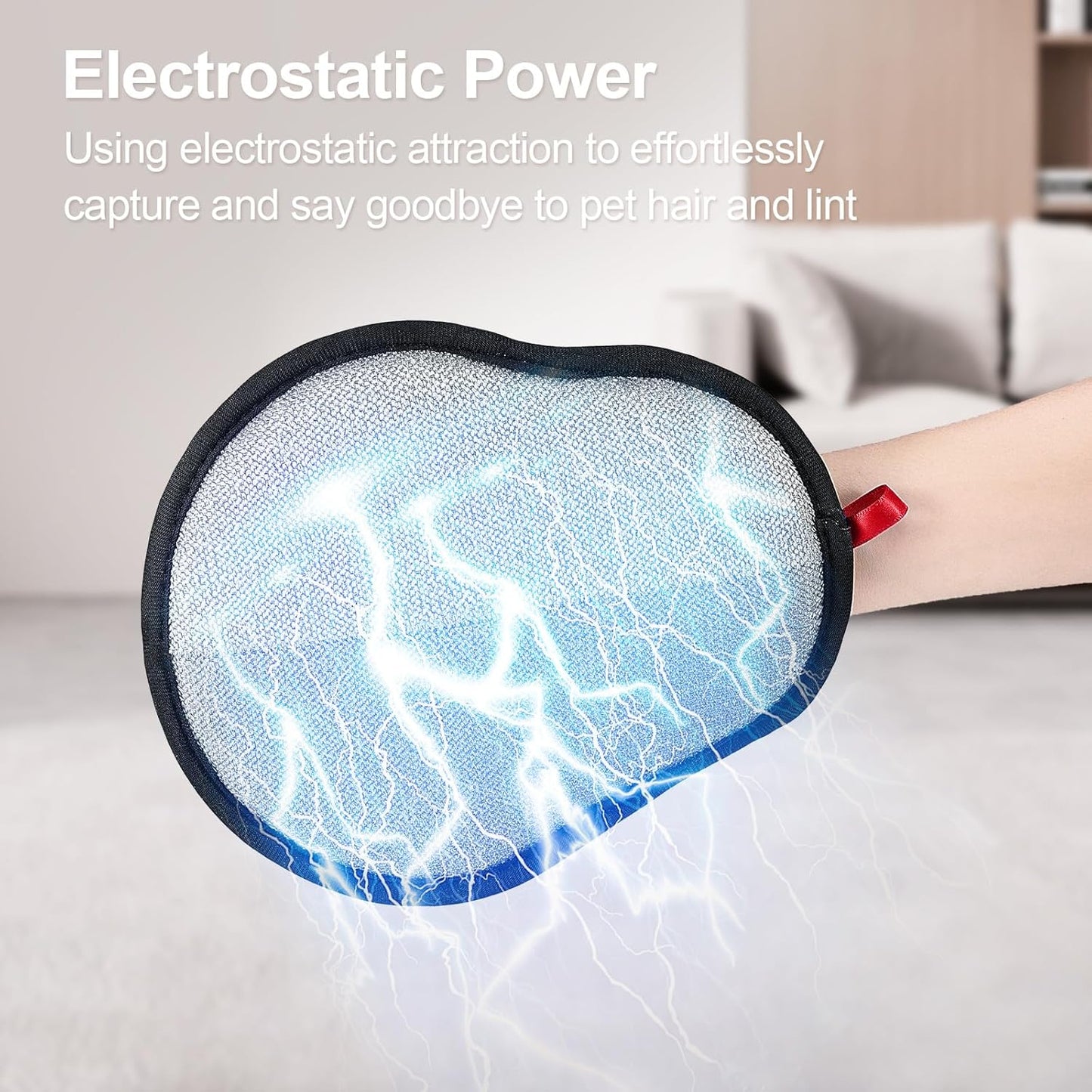 Pet Hair Removal Glove - Red Magic Brush Electrostatic Mitt for Dogs & Cats, Reusable Grooming Gloves - Dog Hair Remover Tool with 5-Finger Design