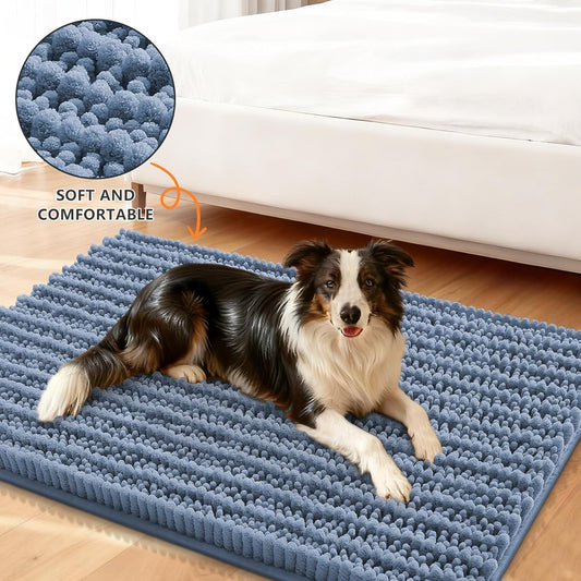 Smiry Dog Door Mat for Muddy Paws 30x20, Extra Soft Absorbent Chenille Doormat, Trap Moisture and Dirt, Non-Slip Machine Washable Front Door Mat for Indoor Entrance Inside Floor, Grey