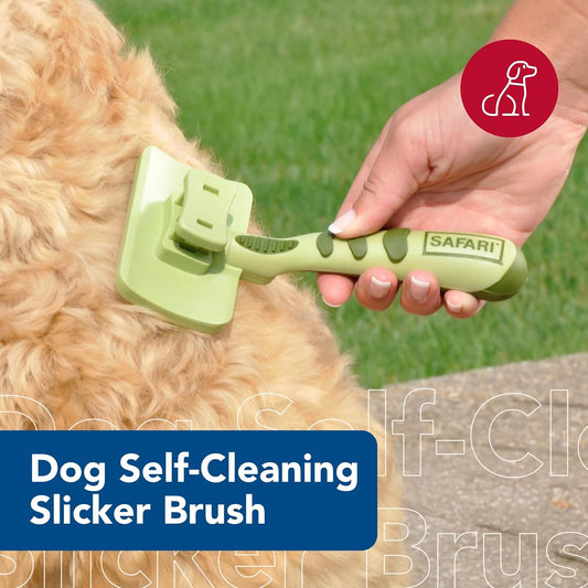 Coastal Pet Safari Dog Self-Cleaning Slicker Brush - Dog Deshedding Brush - Prevents Mats and Tangled Hair - For Dogs with Short or Long Hair - Large - 8" x 4.5"