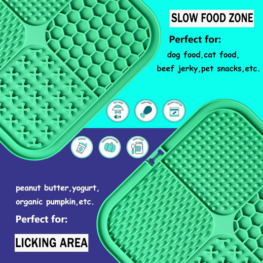 Lick Mat for Dogs, Dog Lick Mat with Suction Cups for Anxiety, Peanut Butter Dog Licking Mat Slow Feeder Dispensing Treater Lick Pad for Dogs Cats Grooming Bathing and Training (Grey)