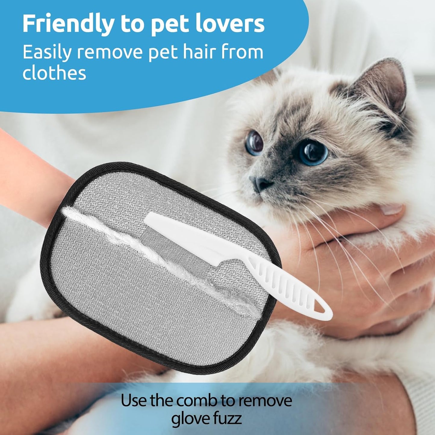 SAWMONG Pet Hair Removal Glove, 2Pcs Cat & Dog Reusable Pet Hair Remover Gloves New Upgrade, Grooming Pet Hair Remover Tool, Alternative to Lint Rollers