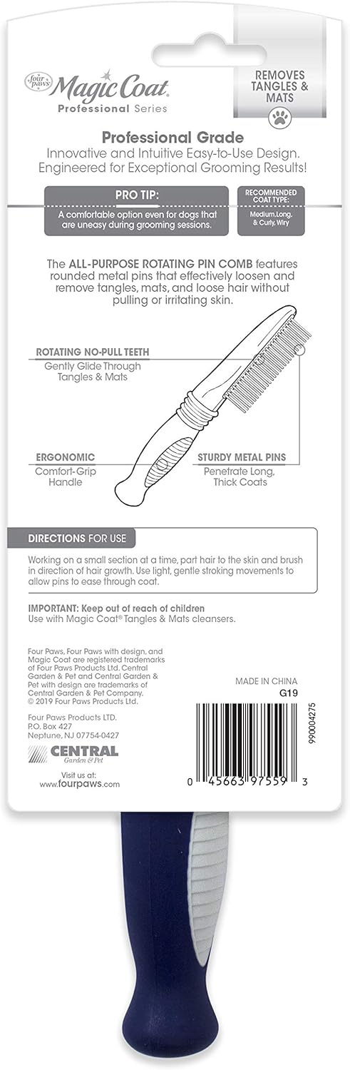 Four Paws Magic Coat Professional Series All-Purpose Rotating Pin Comb for Dogs