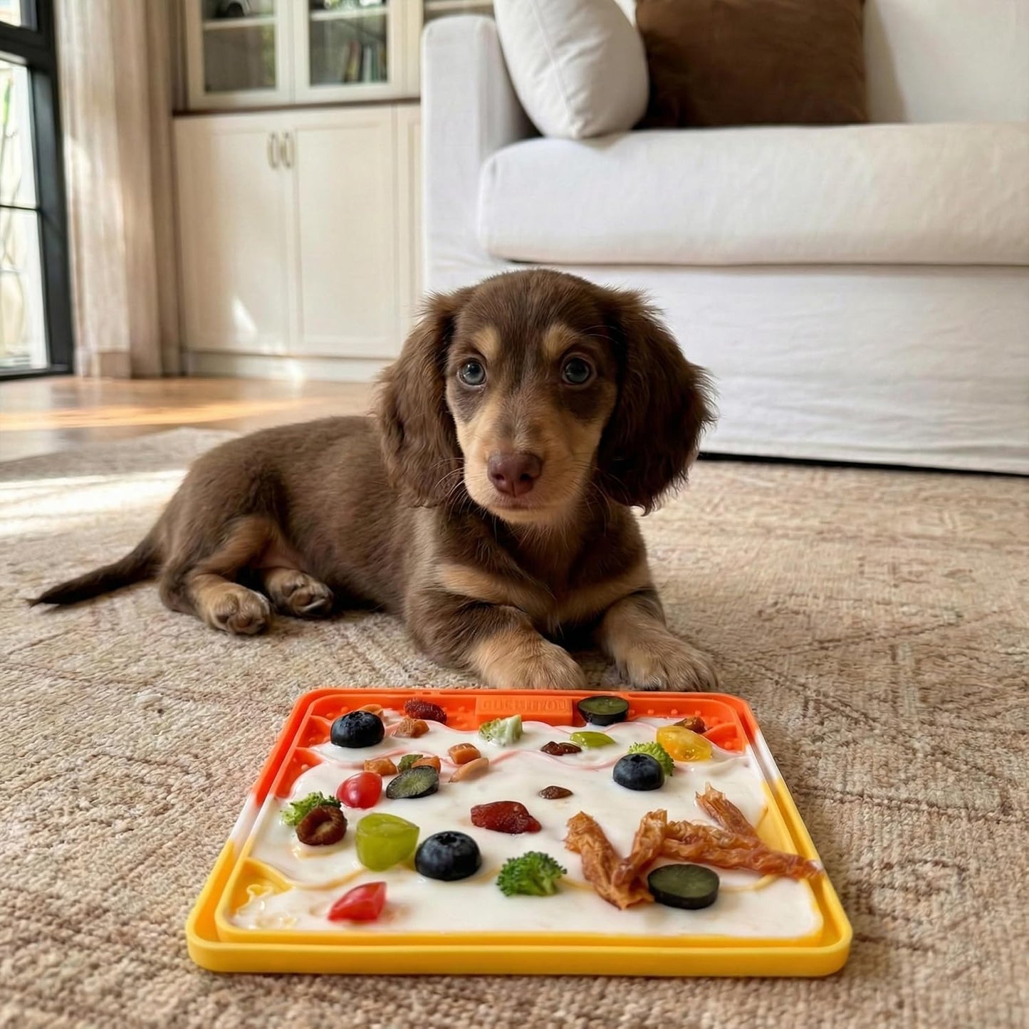 CHEWFFON Birthday Lick Mat for Dogs and Cats, Silicone Licking Pad with Suction Cups for Anxiety Relief, Interactive Slow Feeder for Dog Treats - Bathing & Grooming Distraction Toy, Seafoam Mist