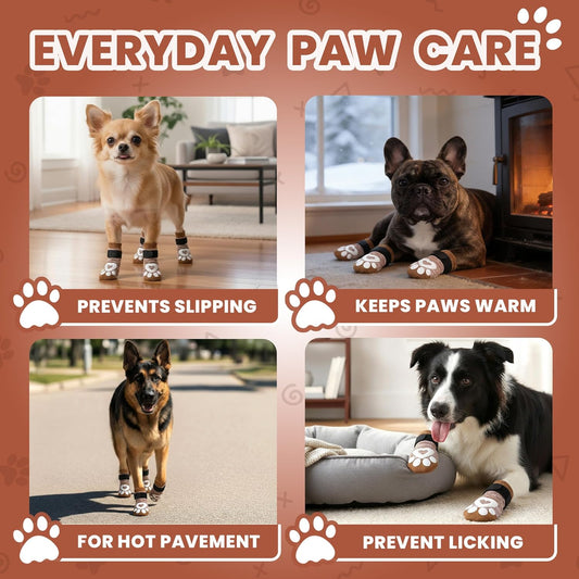 Anti Slip Dog Socks - 6 Pack | Dog Socks to Prevent Paw Licking, Add Traction, Keep Warm & Protect from Hot Pavement | Paw Protection for Senior Dogs for Hardwood Floors | Dog Booties - XL
