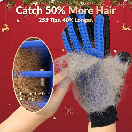 Upgraded Pet Grooming Gloves for Shedding - 1 Pair Dog Hair Remover Gloves for Bathing & Deshedding Cats, Dogs & Horses, Gentle Massage for Short & Long Hair (Pink)