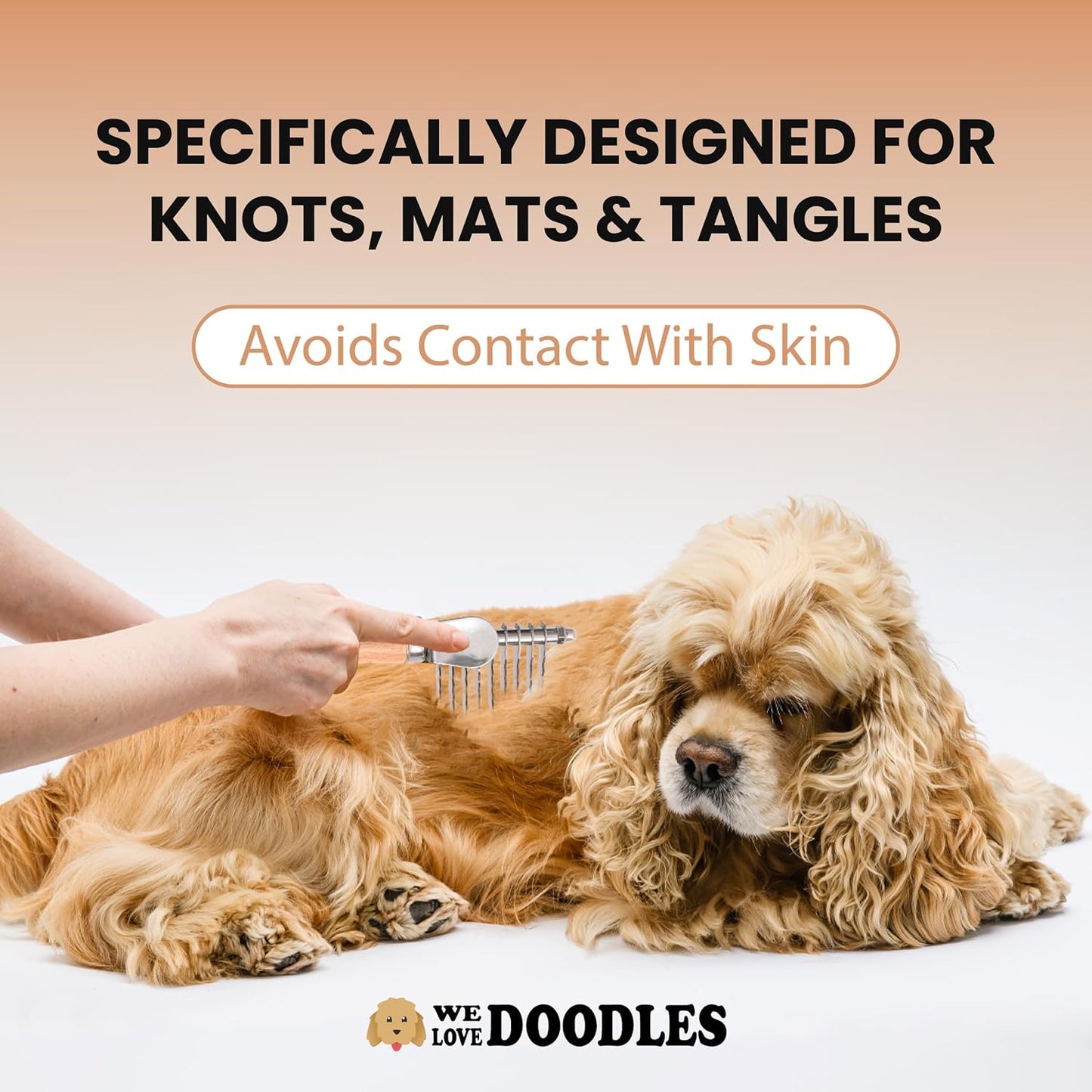 We Love Doodles Pet Dematting Comb and Pet Dematting Brush & Rake - Brown, Stainless Steel Deshedding Undercoat Rake and Detangler Brush for Dogs, Grooming Tool for Detangling, Thinning and Shedding