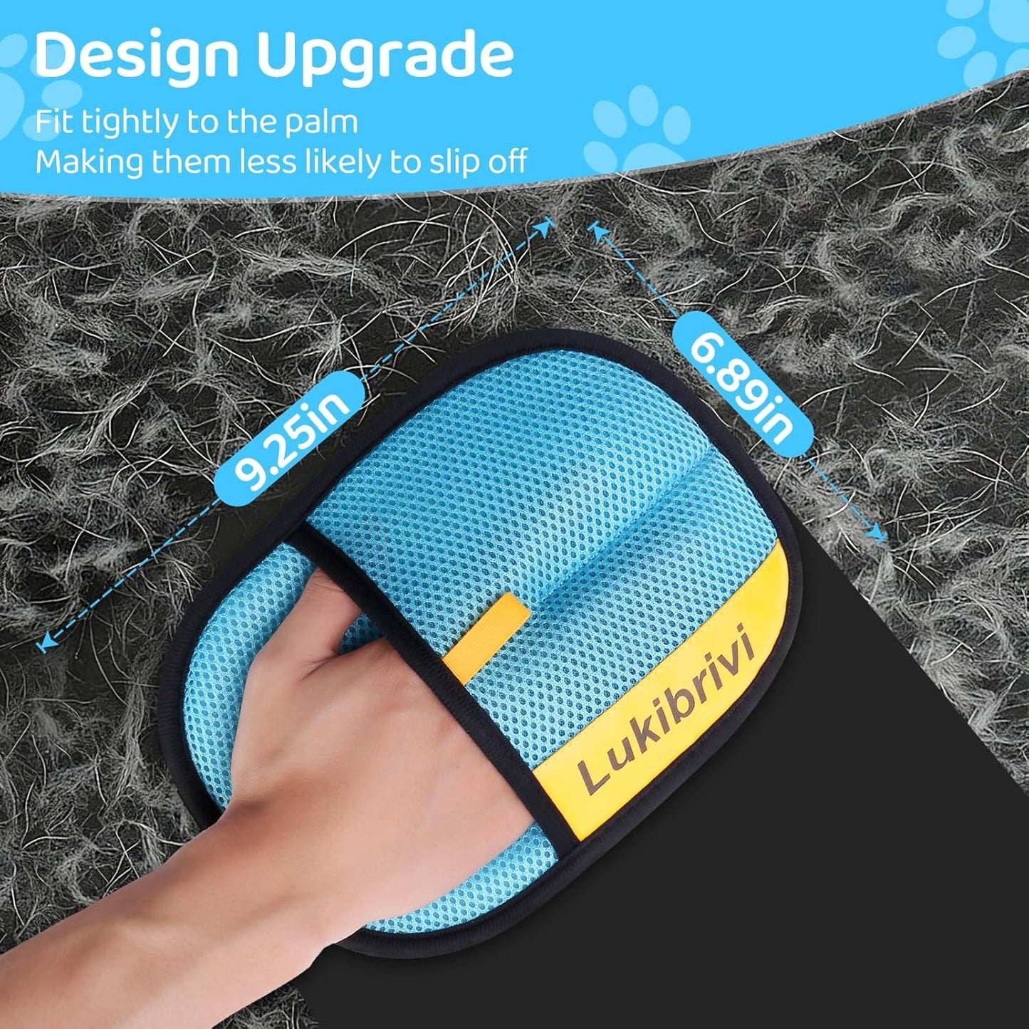Pet Hair Removal Glove for Dogs & Cats - Upgraded Reusable Electrostatic Pet Hair Glove, Gentle Grooming Mitt, Pet Hair Remover Tool for Laundry, Couch, Carpet & Car Seat, 2 Pack (Black)