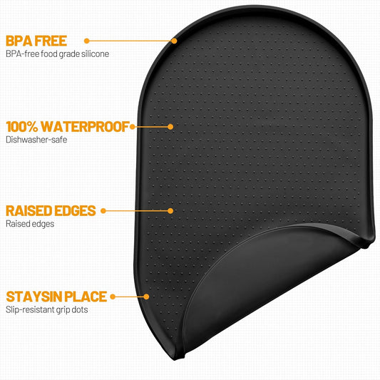 Hubulk 100% Waterproof Silicone Pet Feeding Mat with Raised Edge for Food and Water, Dog Bowl Mats, Cat Bowls Placemat with High Lip Protects Floor for Cats and Dogs (Gray, 19" L x 12" W)