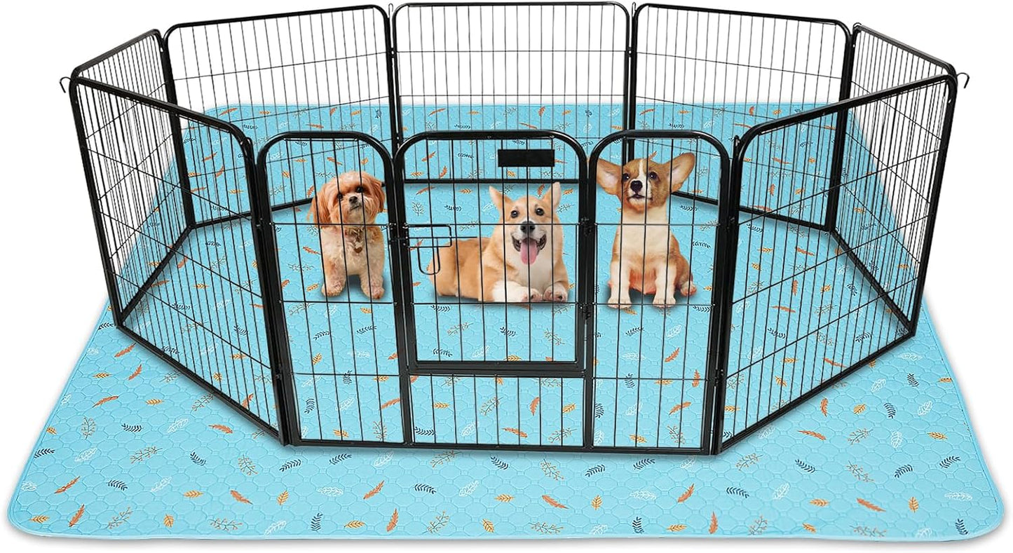 Sunheir Washable Pee Pads for Dogs Large 48" x 48" 2-Pack Reusable Puppy Pads Pet Training Pads, Absorb Dog Mats, Whelping Pad, Non-Slip Protects Against Urine Leakage (Leaves - Deep Grey, 48x48)
