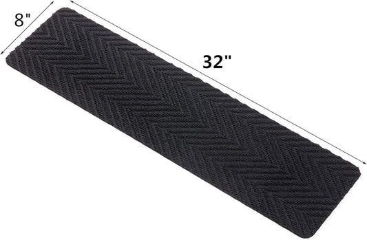 Indoor and Outdoor Carpet Stair Treads - 32" x 8" Non-Slip Stair Treads Carpet for Wooden Steps - Rubber Stair Tread Mats - Stair Rugs Anti Slip for Kids Elders and Dogs – Brown Set of 14