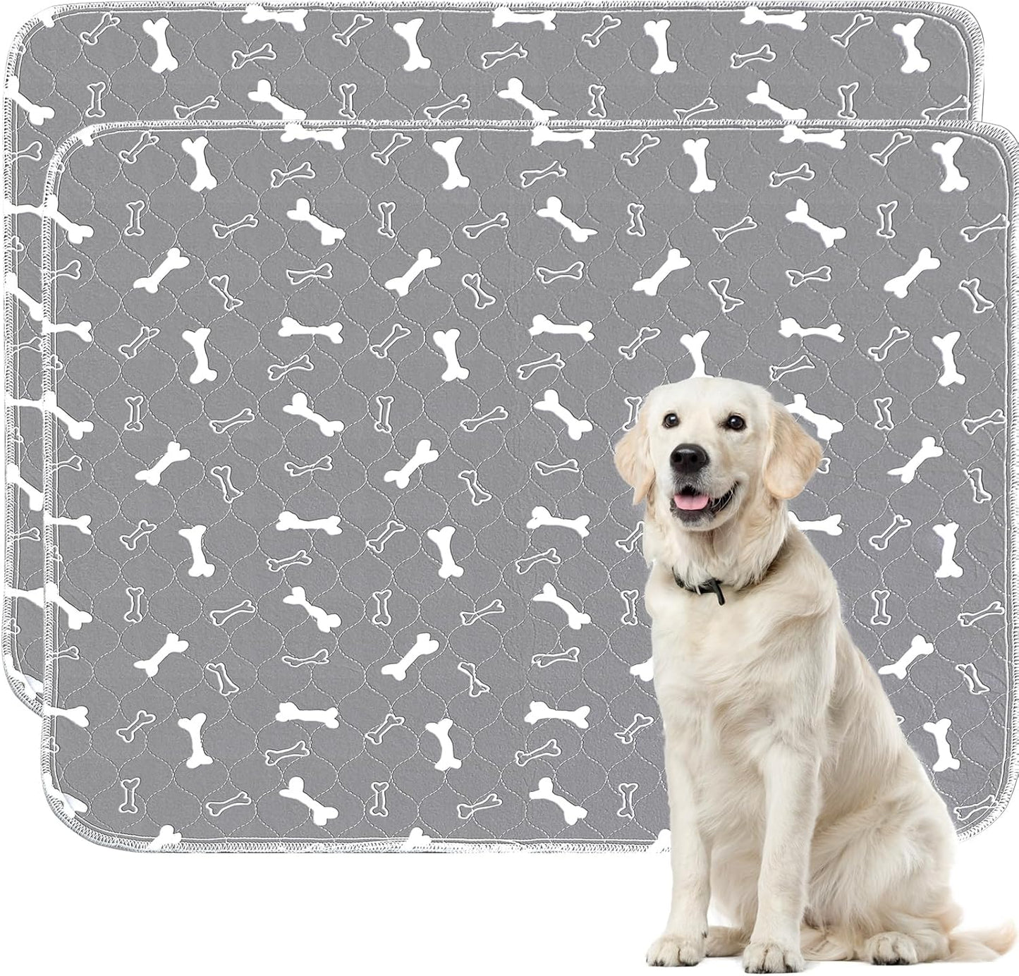Washable Pee Pads for Dogs, 2Pack Reusable Puppy Pads, Fast Absorbent Dog Pee Pads for Crate Pet Training Pads, Waterproof Whelping Pads for Dogs Bed Mat Crate Indoor (Grey, 18x24)