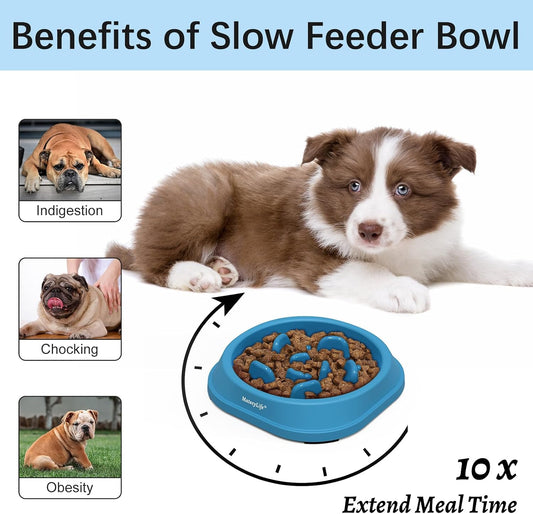 2-Pack Slow Feeder Dog Bowls, 2 Cups, Dog Puzzle Feeder Bowl | Food-contact safe, dishwasher safe, non-slip base, maze design, for fast eaters, for dogs and cats, daily mealtimes