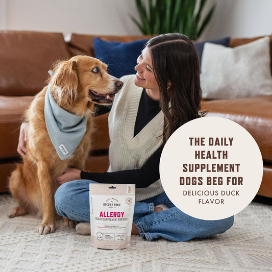 Rocco & Roxie Dog Allergy Relief Chews, Omega 3 & Probiotics, 60ct