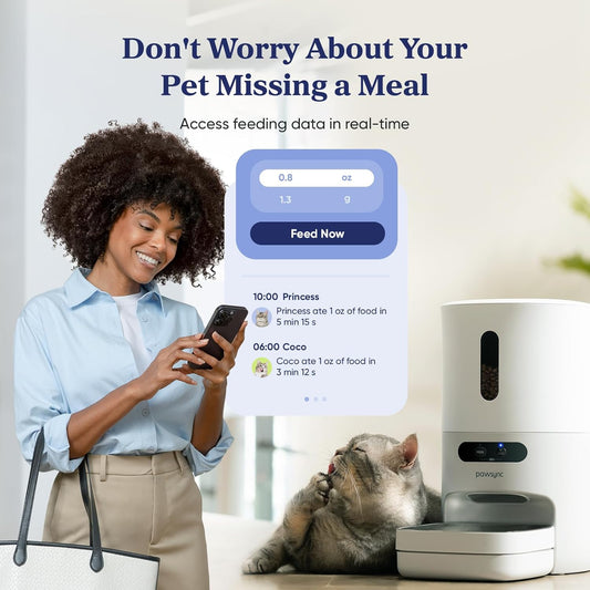Automatic Cat Feeder, WiFi & Smart Scale, Remote Feeding