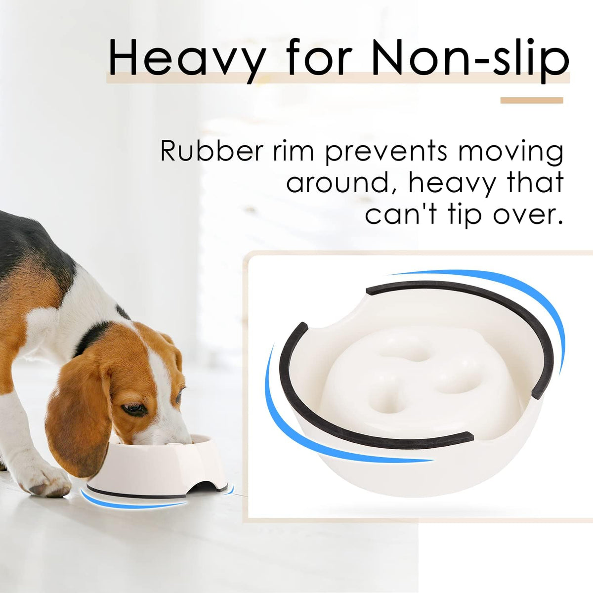Slow Feeder Dog Bowl Cat Bowl 1/2 Cup Slow Feeding Dog Bowl for Small Medium Breed Anti Gulping Healthy Eating Interactive Bloat Stop Fun Alternative Non Slip Puzzle Dog Food Bowl, White