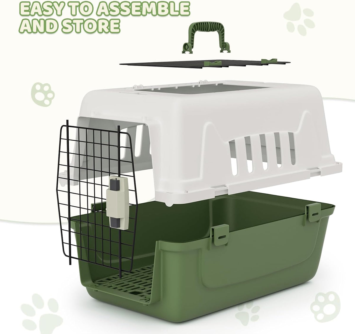 18 Inch Hard-Sided Dog Cat Carrier, Green