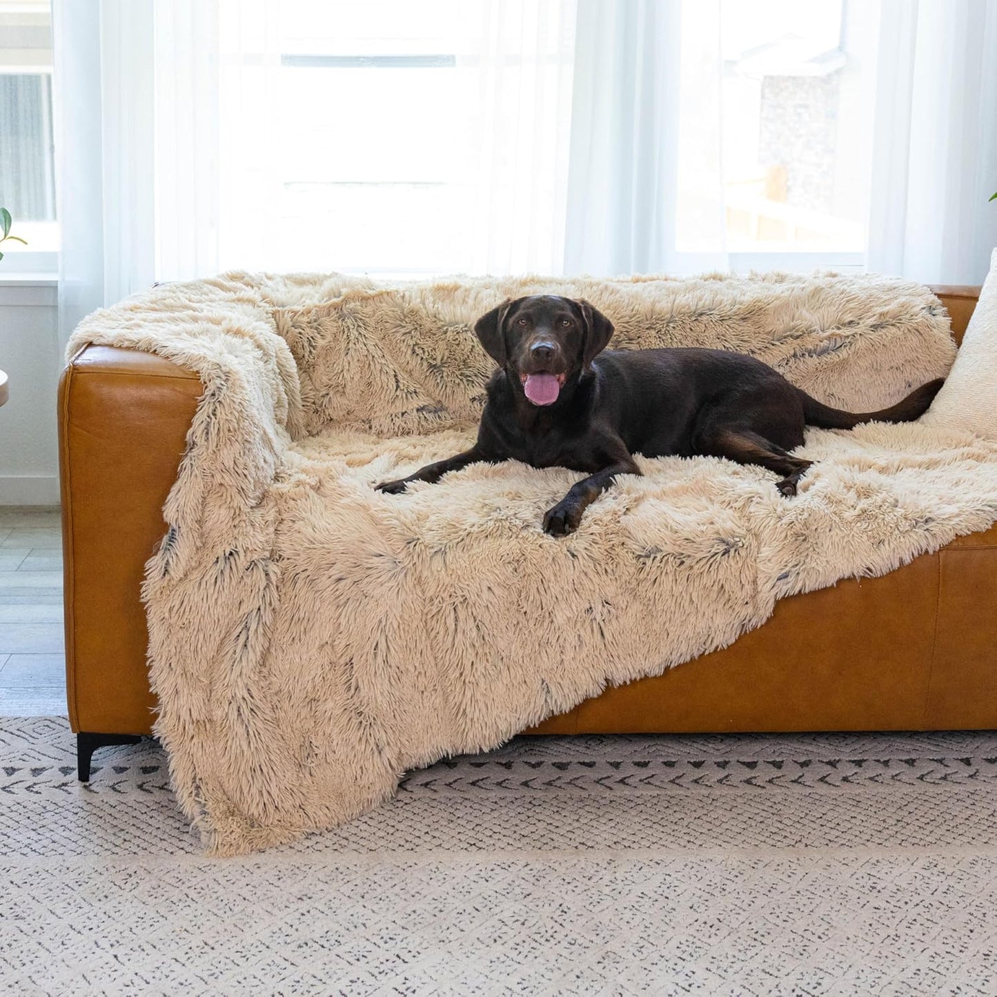 Best Friends by Sheri Calming Shag Dog Blanket – Ultra Soft Faux Fur Pet Throw, Anxiety-Relief, Lightweight Warm Bed Cover for Dogs and Cats, Machine Washable, Taupe, 30" x 40"