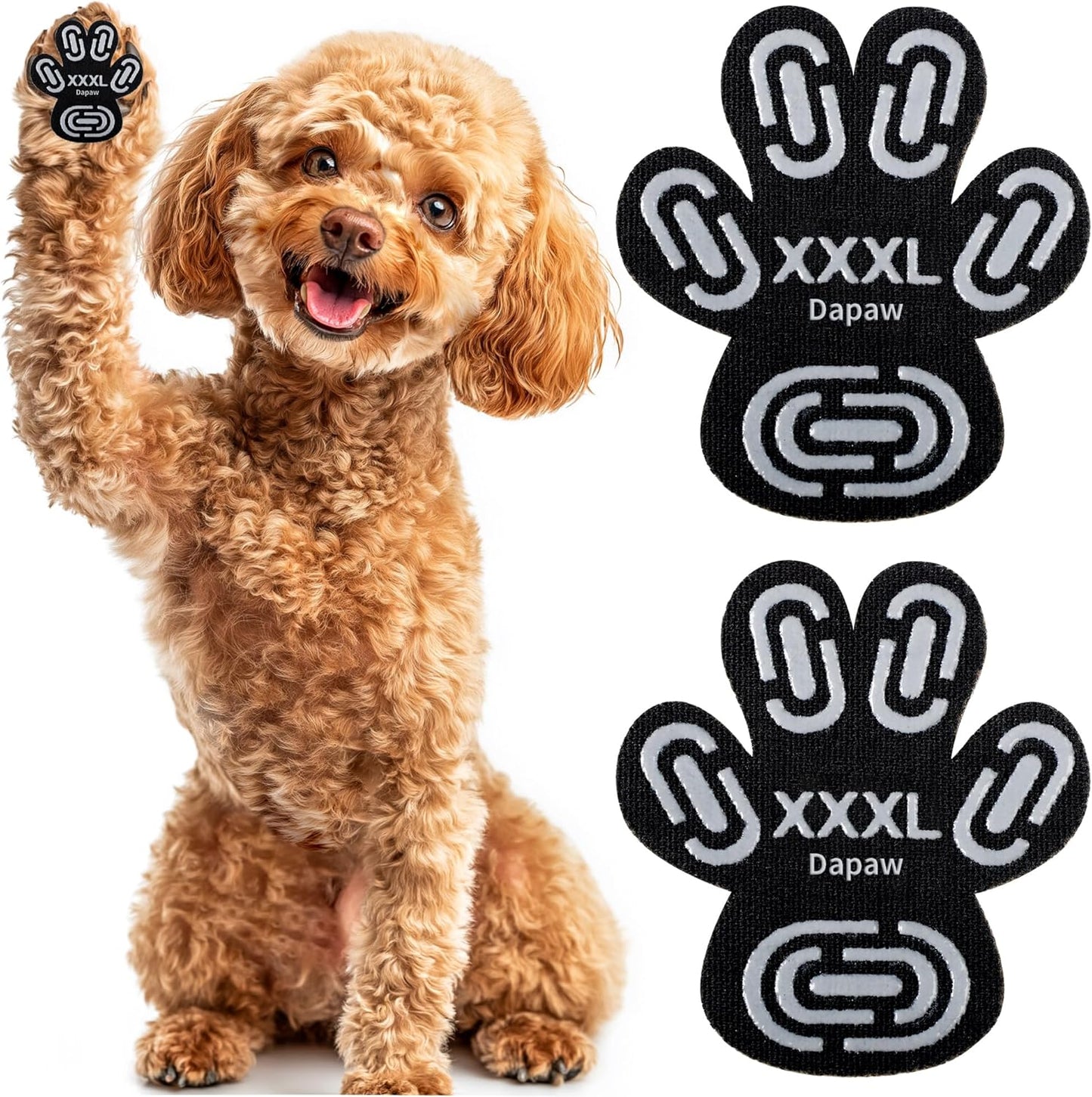 Dapaw Dog Paw Protector Pads, Anti-Slip Paw Grip for Senior & Injured Dogs on Hardwood & Tile Floors, Paw Stickers for Hot Pavement with Strong Traction (5 Sets, 20 Pcs) L