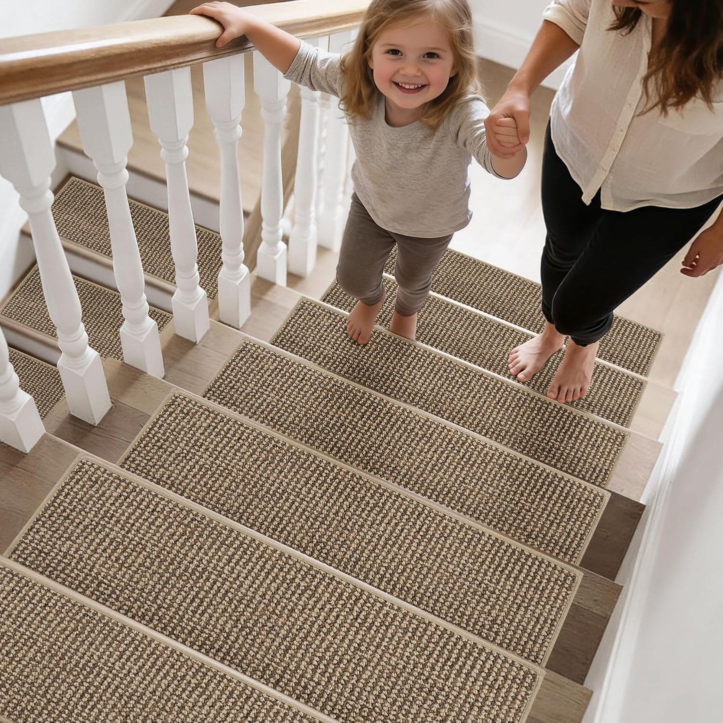 BEQHAUSE Stair Treads for Wooden Steps 28inX9in, Carpet Stair Treads Non Slip Indoor, Machine Washable Stair Runners for Kids Elders and Pets, Carpet for Stair Rugs Mat, TPE Backing, 15pcs, Taupe