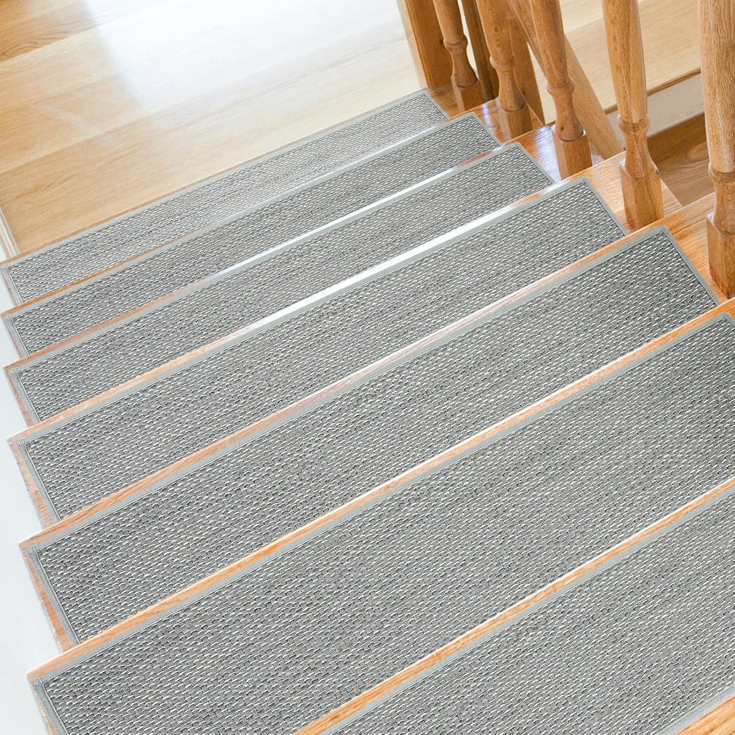 SMILOOL Stair Treads Non Slip for Wooden Steps Indoor 10" x 36" 4 Pack Extra Wide Stair Tread Carpet Stairs Runner, Step Pads with Reusable Adhesive for Dogs Kids Elders, Machine Washable, Beige