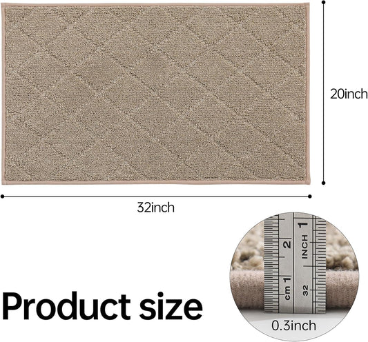 COSY HOMEER Edging Stair Treads Non-Slip Carpet Mat 28inX9in Indoor Stair Runners for Wooden Steps, Edging Stair Rugs for Kids and Dogs, 100% Polyester TPE Backing (7pc, Beige)