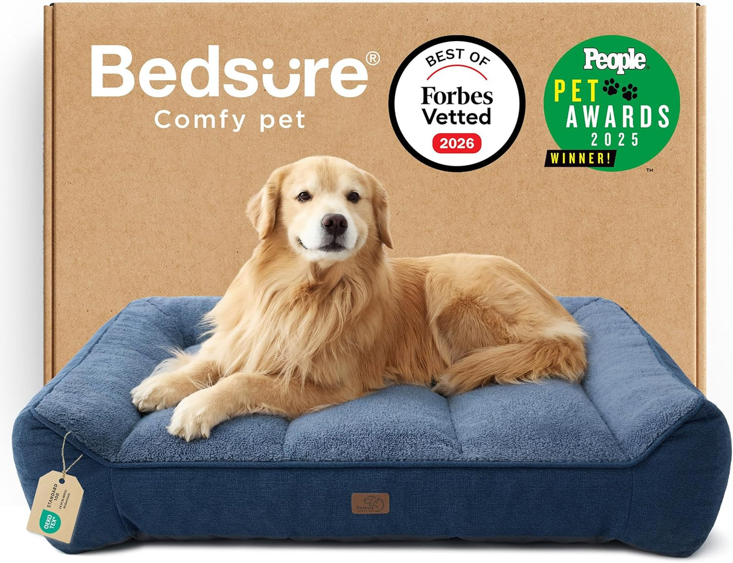 Bedsure SupportMax™ XL Pro Orthopedic Dog Beds Large Sized Dog - Extra Thick Supportive Dogs Couch with Waterproof Washable Cover, Extra Large Comfort Pet Sofa with Sherpa & Nonskid Bottom, Grey, 45"