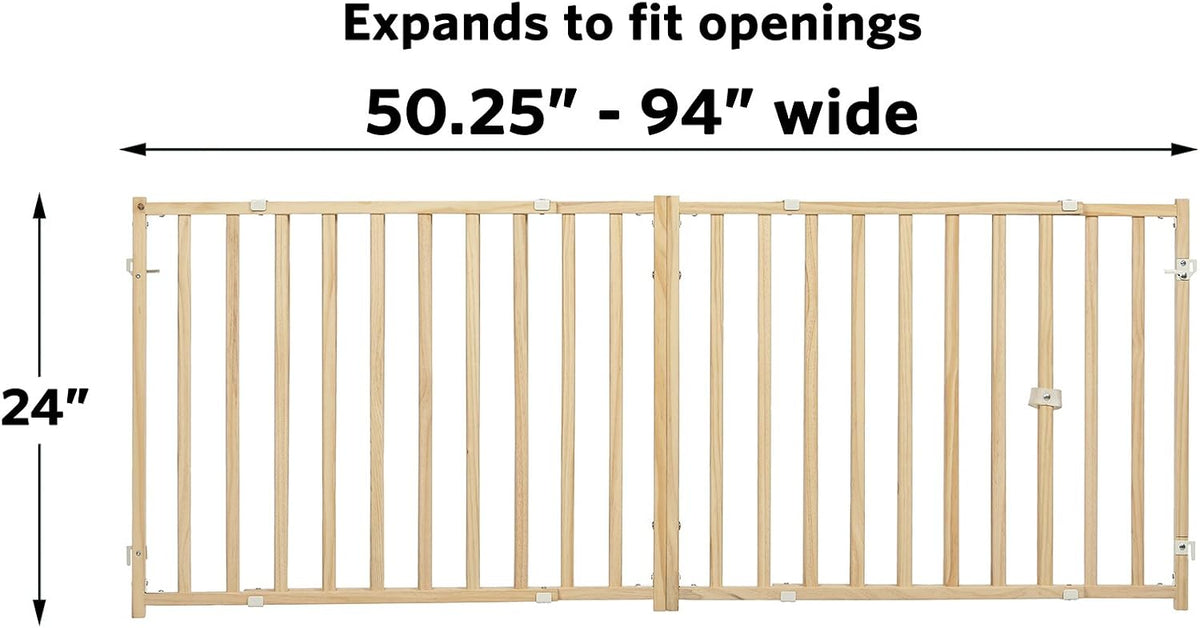 Wire Mesh Pet Safety Gate, Dog Gate Expands From 29 - 50 Inches Wide, 32 Inches Tall, Wood, Powder Coated Wire