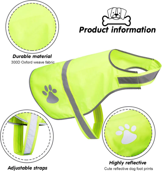 2 Pcs Reflective Dog Vest Adjustable Safety Vest,M,Orange, Yellow