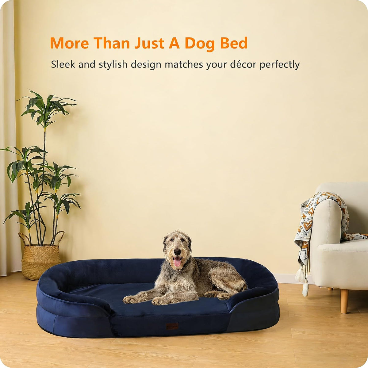 Orthopedic Waterproof Medium Dog Bed Sofa, Gel Memory Foam, 36" | Egg-Crate Foam Dog Sofa, Washable Pet Bed with Four Sided Bolster Cushion, Removable Cover & Non-Slip Bottom, Dark Grey