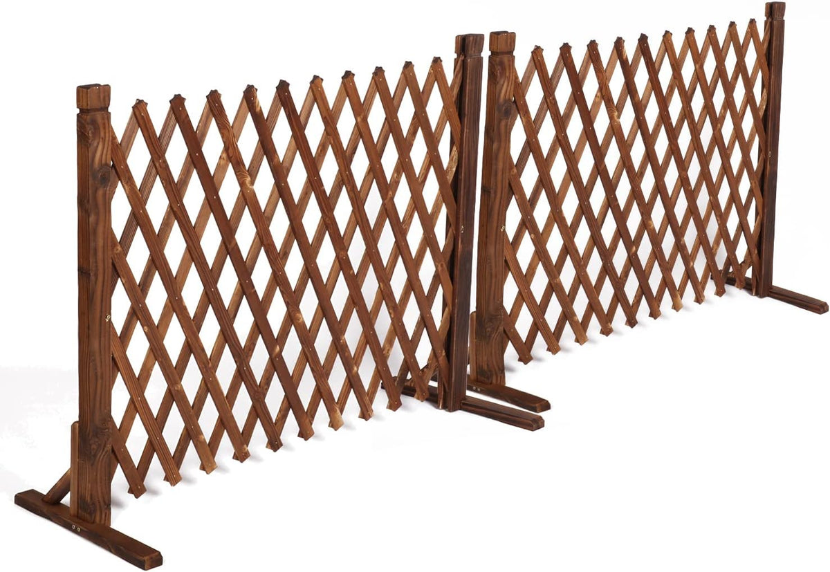 2PCS Expandable Garden Fence Instant Wooden Pet Gate